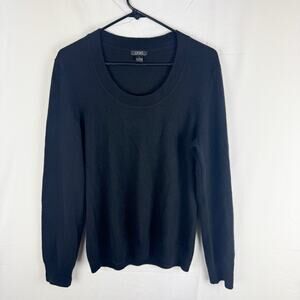 Prive Cashmere Women's L Scoop Neck Long Sleeve Pullover Sweater Black